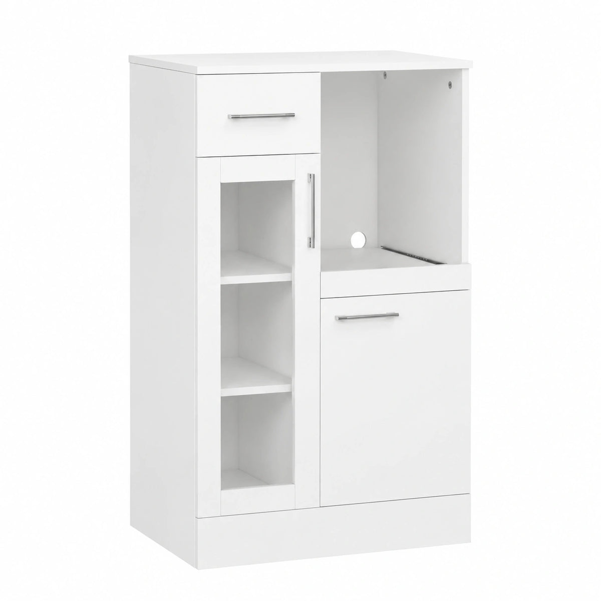 Armoire, en verre, avec tiroirs, coloris blanc, 60 x 40 x 95 cm, pour la chambre