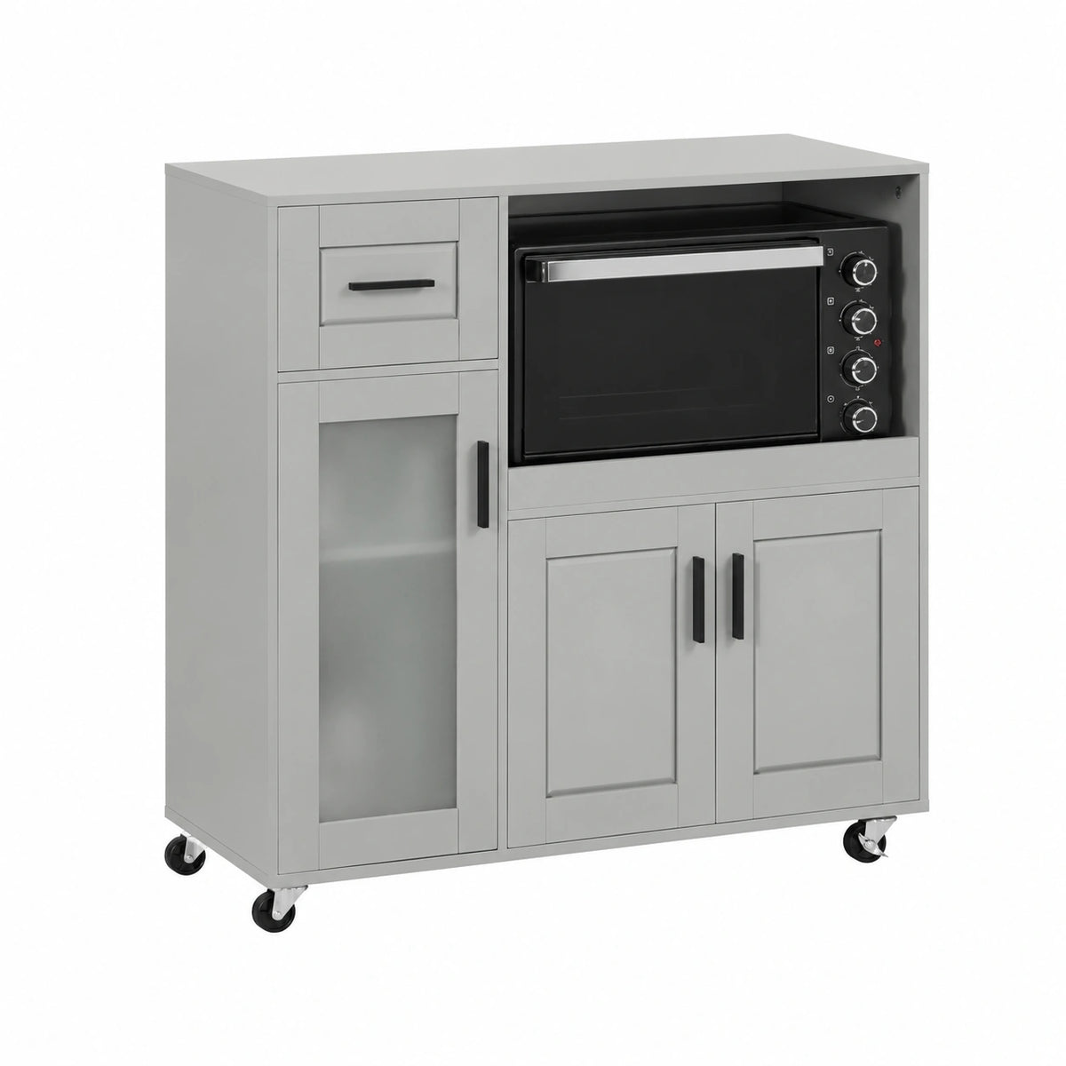 Ensemble de meubles de cuisine, avec rangement, sur roulettes, coloris gris, 88,5 x 40 x 89 cm, pour la cuisine