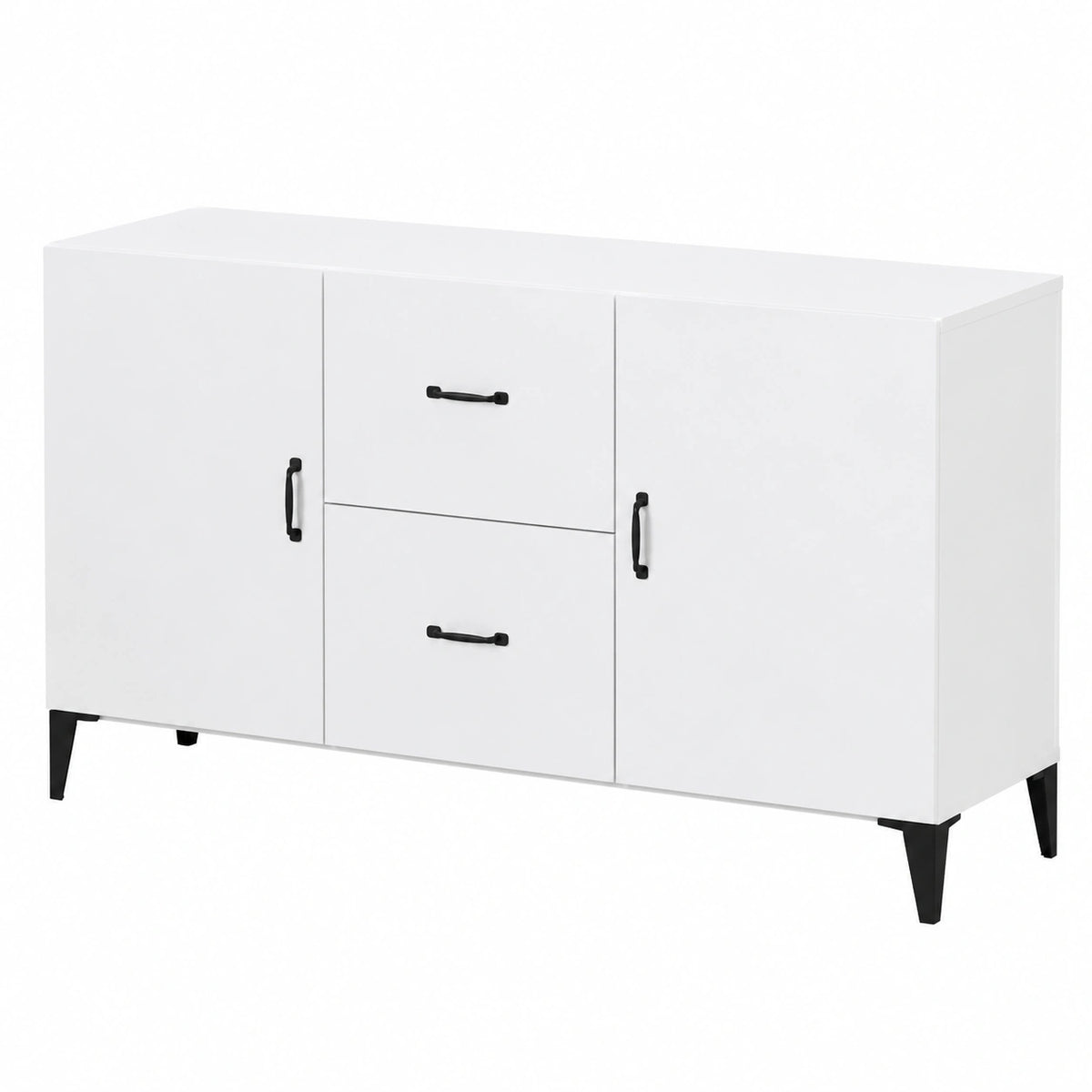 Buffet, avec rangement, avec tiroirs, avec portes, coloris blanc, 100 x 36 x 60 cm, pour la salle à manger ou le salon