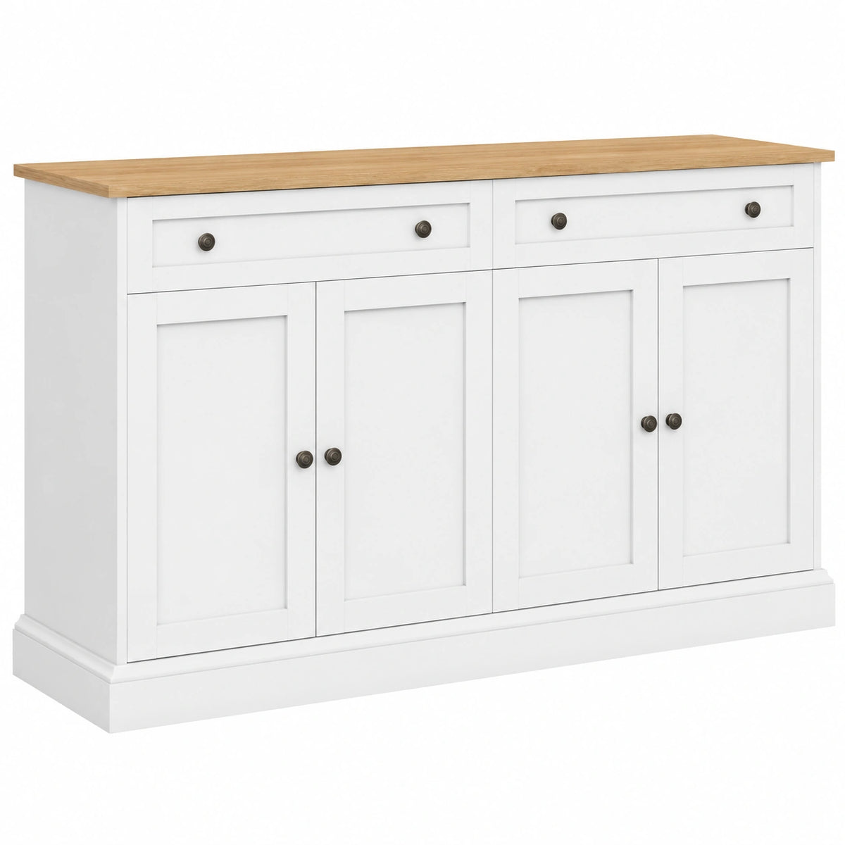 Armoire, avec tiroirs, avec portes, coloris blanc et naturel, 150 x 86 x 40 cm, pour la chambre