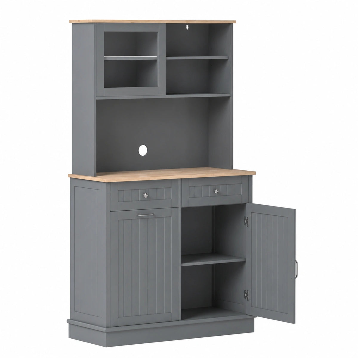 Armoire, en bois massif, avec rangement, avec tiroirs, avec portes, coloris gris, 100 x 34 x 172 cm, pour la chambre