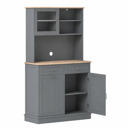 Armoire, en bois massif, avec rangement, avec tiroirs, avec portes, coloris gris, 100 x 34 x 172 cm, pour la chambre
