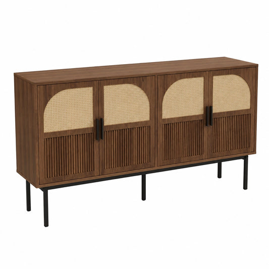 Commode, avec rangement, avec portes, en noyer et acier, pour la chambre ou le salon