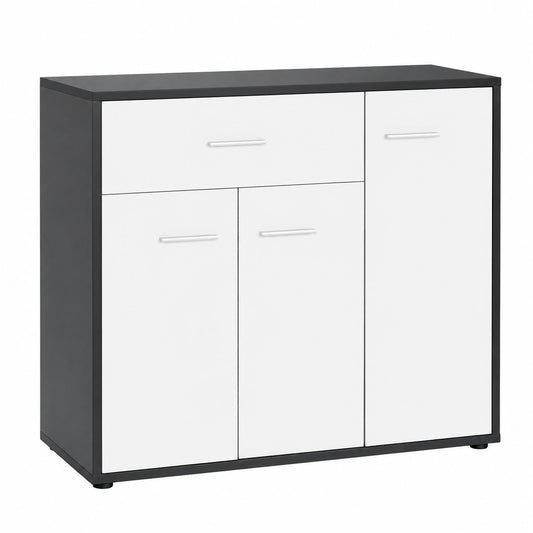 Armoire, réglable, avec rangement, avec étagères, 88 x 40 x 80 cm, coloris blanc et gris, pour la chambre