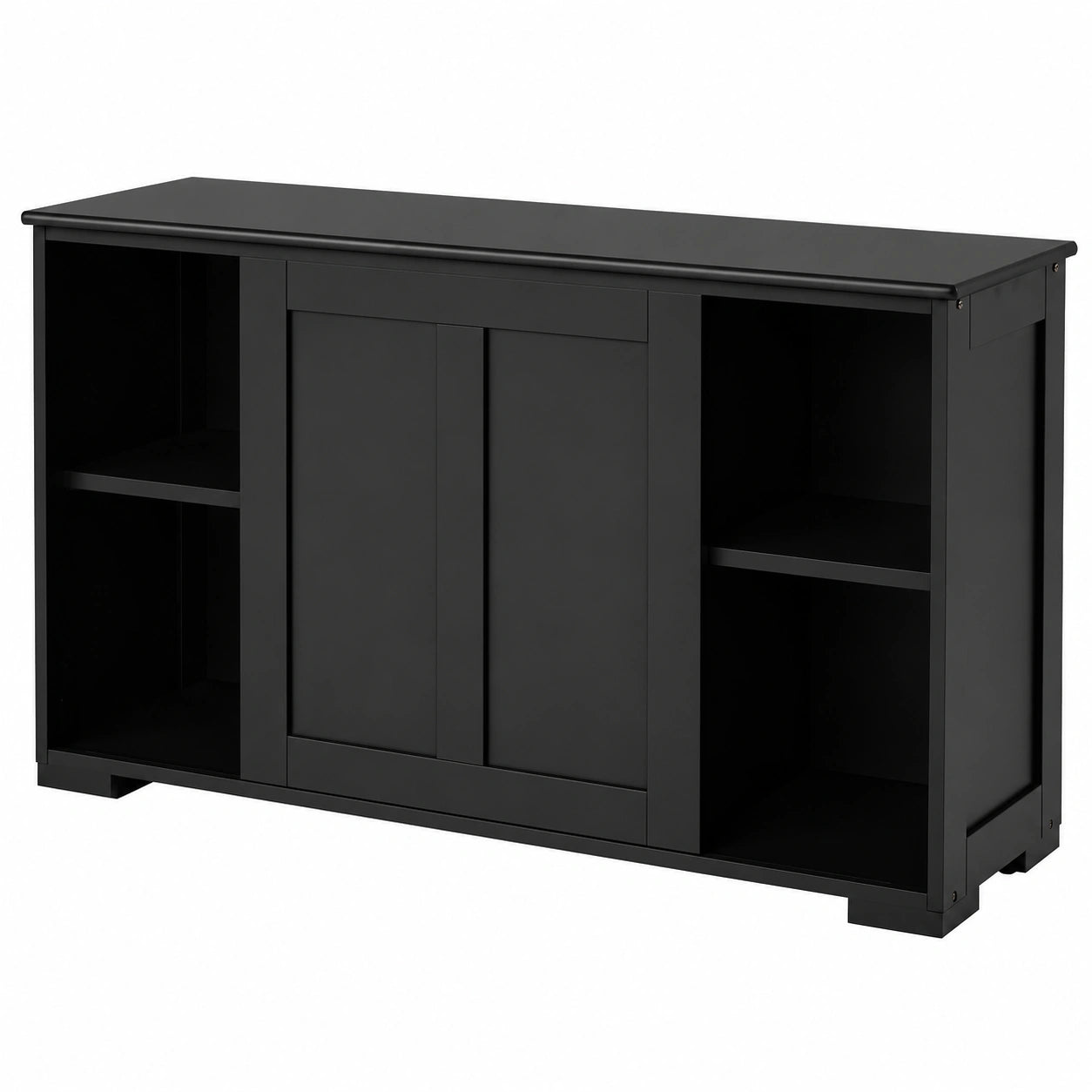 Commode, réglable, avec rangement, avec portes coulissantes, en panneaux de bois, coloris noir, 106,5 x 33 x 60 cm, pour la chambre ou le salon