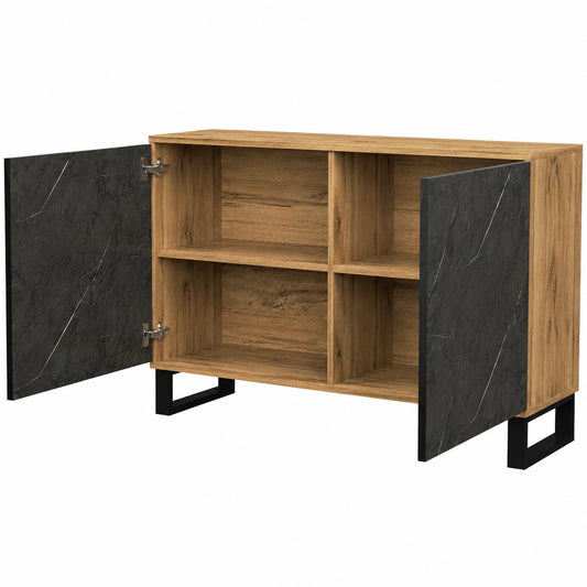 Armoire, en chêne, avec portes, coloris noir, pour la chambre