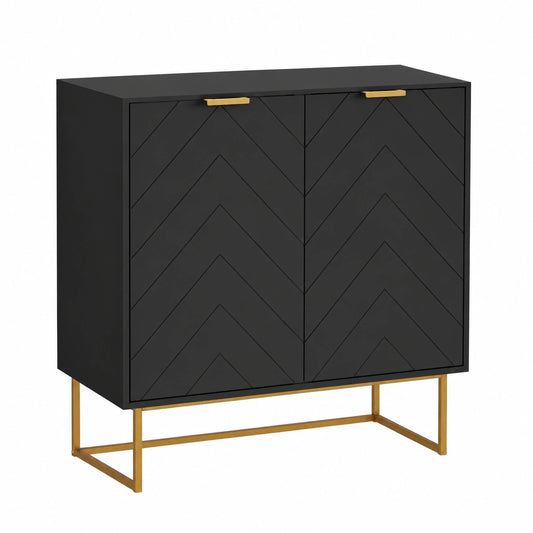 Armoire, réglable, avec rangement, avec étagères, en métal, coloris noir et doré, 80 x 40 x 77,5 cm, pour la chambre